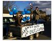 Driving through the streets with the message "hands off our rural community". Photo: Margaret Langdon Hamilton