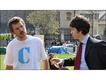 Rory chats to a "concerned citizen" at the makeshift 