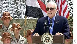 US Vice President Dick Cheney addresses troops in Egypt
