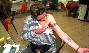 Heroin is injected in a 