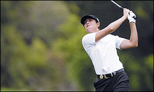 Rosie Diaz follows the flight of an iron shot