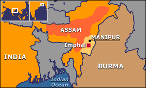 Map showing Assam and Manipur