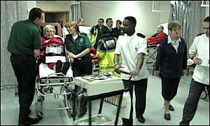 The woman was waiting to be discharged