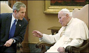President George W Bush and Pope John Paul II