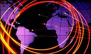 Cable imposed on map of world