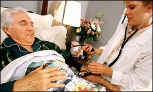 Elderly patient in bed