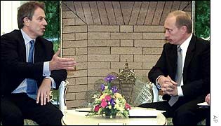 Tony Blair, left, and Vladimir Putin