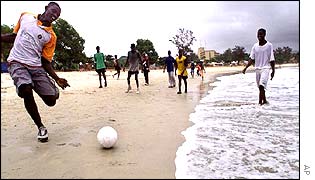 Playing football in Freetown 