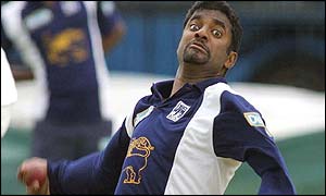 Muttiah Muralitharan in the nets this week