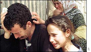 Relatives of the 11 people killed in Douera