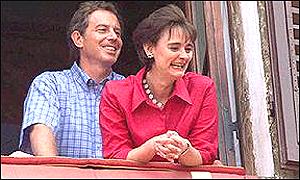Prime Minister Tony Blair and his wife Cherie