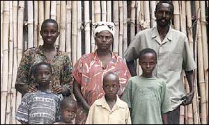 Dancille Nyirabazungu with her children and her late husband's cousin Pacifique Rutaganda 