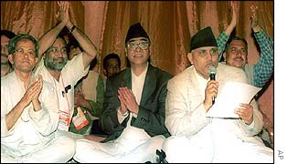 Prime Minister Sher Bahadur Deuba and supporters