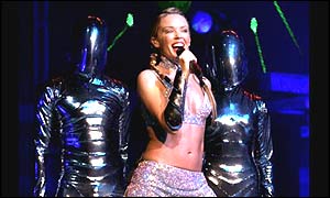 Kylie Minogue performing in Cardiff
