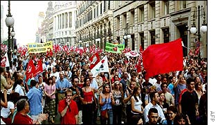 Protesters in Madrid