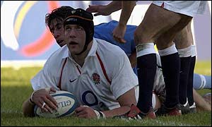 Ben Kay goes over to score a try against Argentina