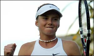 A delighted Hantuchova celebrates her win