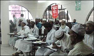 Clerics in an Islamic institute in Bangladesh