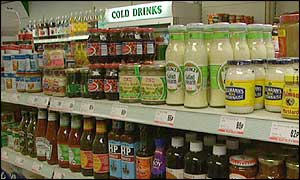 Corner shop shelves