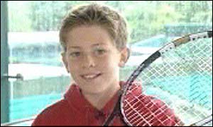 Leeds' Callum Sinclair, 11, was given Tim Henman's broken racquet 