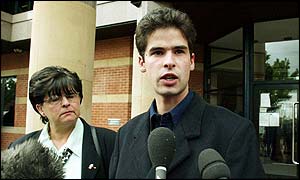 Jamie Bright and mother outside Teesside County Court