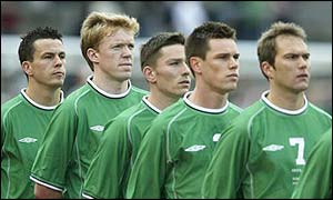 The Republic of Ireland soccer team line up at Lansdowne Road