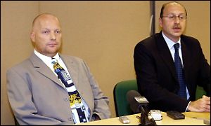 Airdrie United chairman Jim Ballantyne (left) with Bryan Jackson of PKF