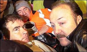 George Galloway, right, and MSP Tommy Sheridan are arrested