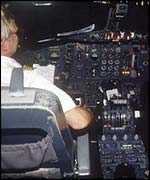A pilot and cockpit