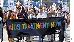 Aids campaigners in Barcelona