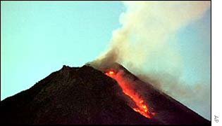 Erupting volcano
