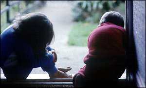 children in window