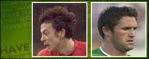 Wales' Simon Davies and Robbie Keane of Ireland both found the net