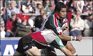 Freddie Tuilagi goes in the charge for Leicester