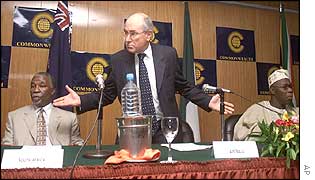 President Thabo Mbeki of South Africa, Prime Minister John Howard of Australia, and President  Olusegun Obasanjo of Nigeria