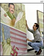Iraqi painter Mohammed Khaleel displays his latest works 