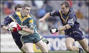 Graham Canty of Ireland and Australia's Christopher Judd in action at Croke Park