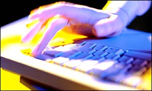 Hand on keyboard