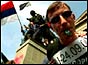 Serb celebrating Milosevic's resignation