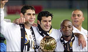 Real's star-studded team celebrate an easy victory  