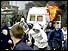 Youths flee during a Belfast riot