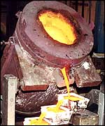 Pouring molten gold