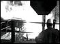 Steel worker in front of furnace