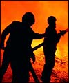 Firefighters at work