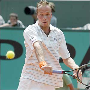 Dutchman Martin Verkerk hits a backhand return