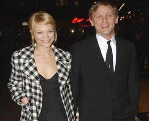 Actor Daniel Craig, who plays Ted Hughes,  arrives with his German actress girlfriend Heike Makatsch