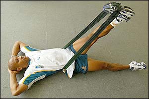 George Gregan stretches during the Australian Wallabies recovery session at Parramatta November 16, 2003 in Sydney, Australia.