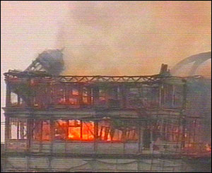 Pier on fire