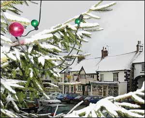 A scene from a Christmas card greeted residents of Kirbymoorside, north Yorkshire as snow coats a tree.