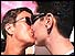Two women kissing